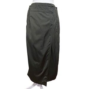 DKNY Midi Skirt Womens 31 Waist Olive Green Utilitarian Button Front Wrap